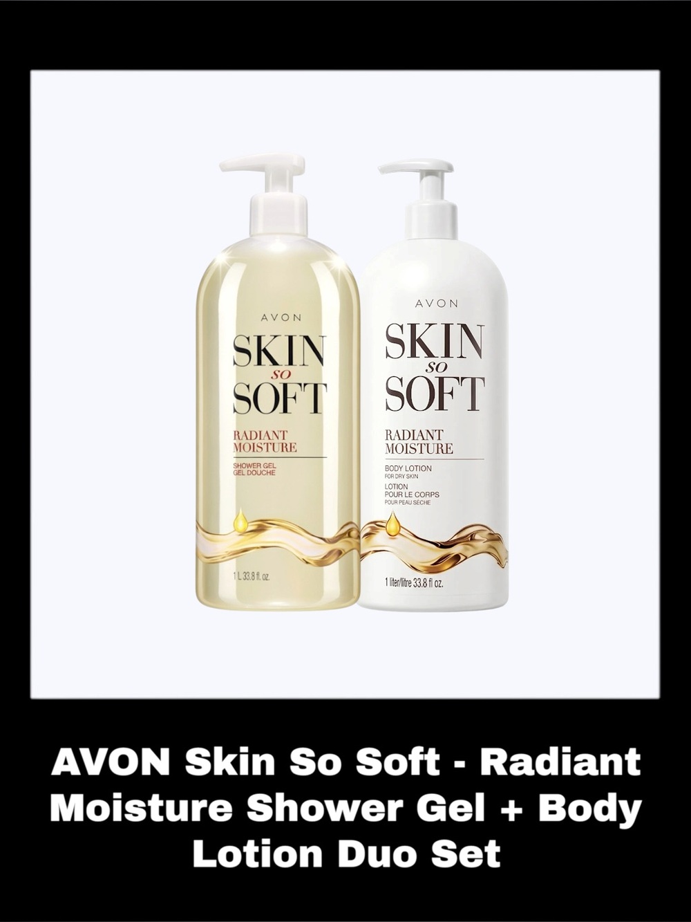 AVON SKIN SO SOFT - Radiant Moisture Bonus Size Shower Gel + Body Lotion Duo Set